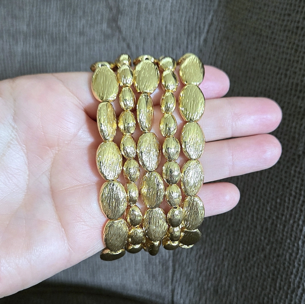 House🏠 of Harlow 1960 Set of Five🖐 Stretchy Gold💛 Bead Bracelets - NWT - Picture 11 of 16